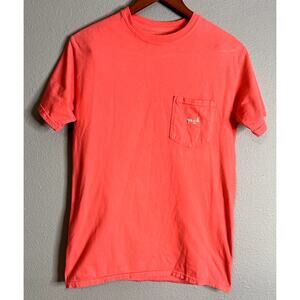 Coastal Cotton T Shirt Mens Small S/S Pocket Crew Life Uninhabited‎ Lure Coral
